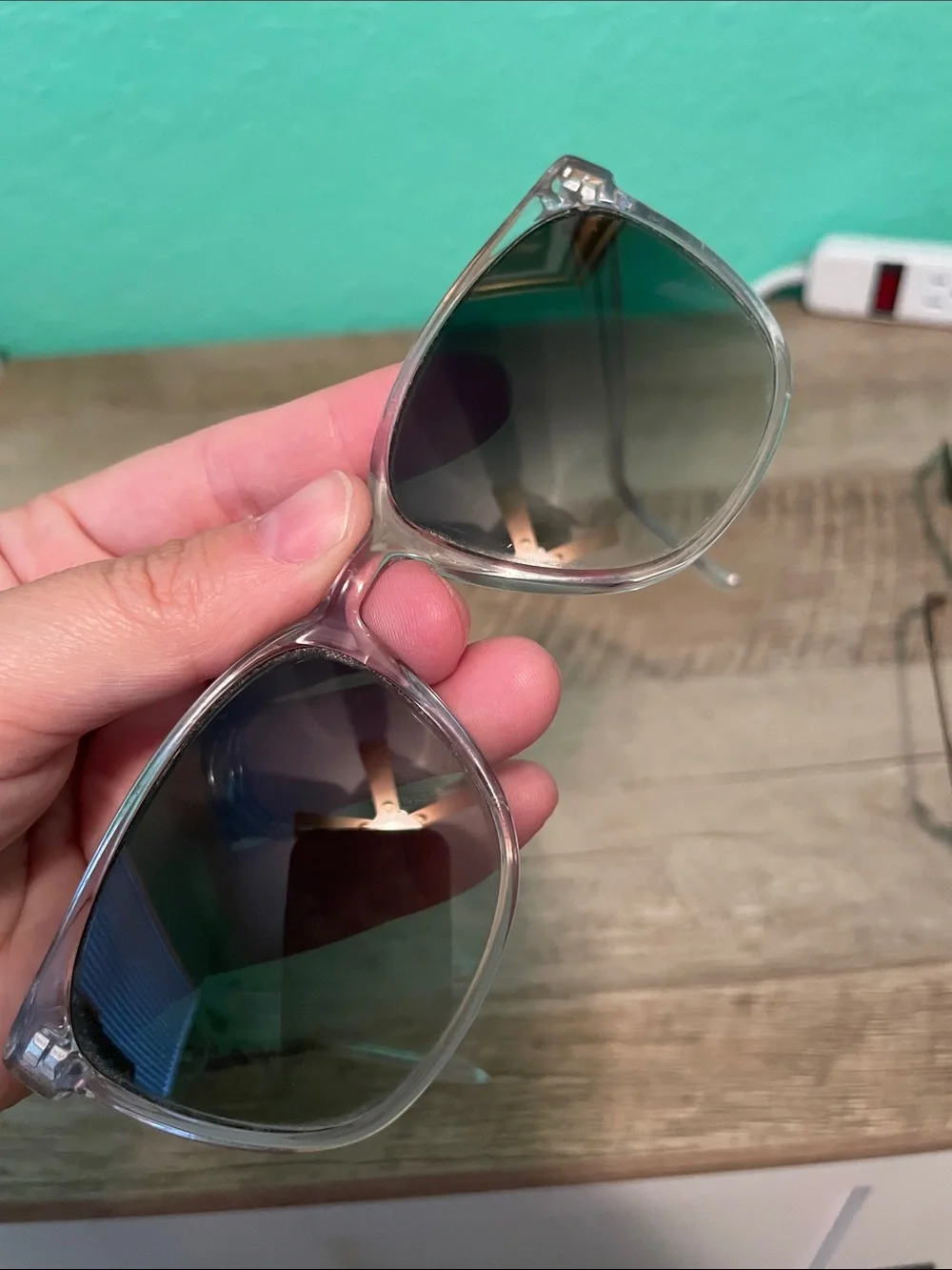 Warby Parker Clear Frame Sunglasses with Dark Lenses